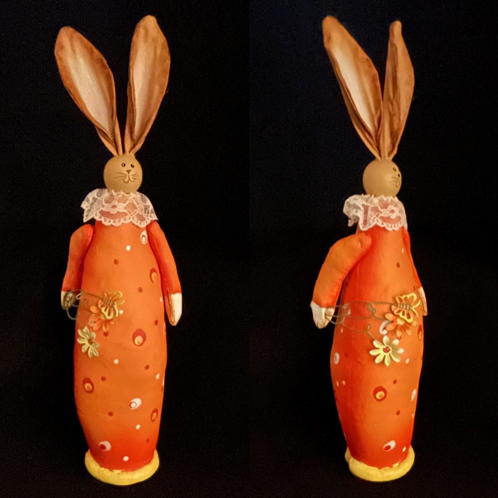 Standing Bunny Easter Decoration- Orange Dress